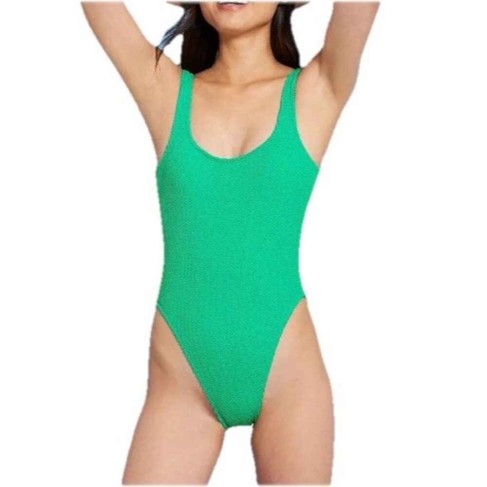 Xhilaration Bright Green Juniors' Textured One Piece Swimsuit Swimwear Size XL